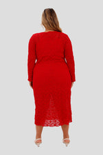 Vestido midi encaje plus rojo