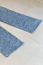 Jean Wide Leg con Textura Abstracta Azul