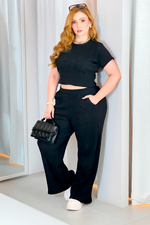 Pantalón Wide Leg elástico negro