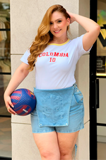 Camiseta en Rib Premium Colombia Blanca