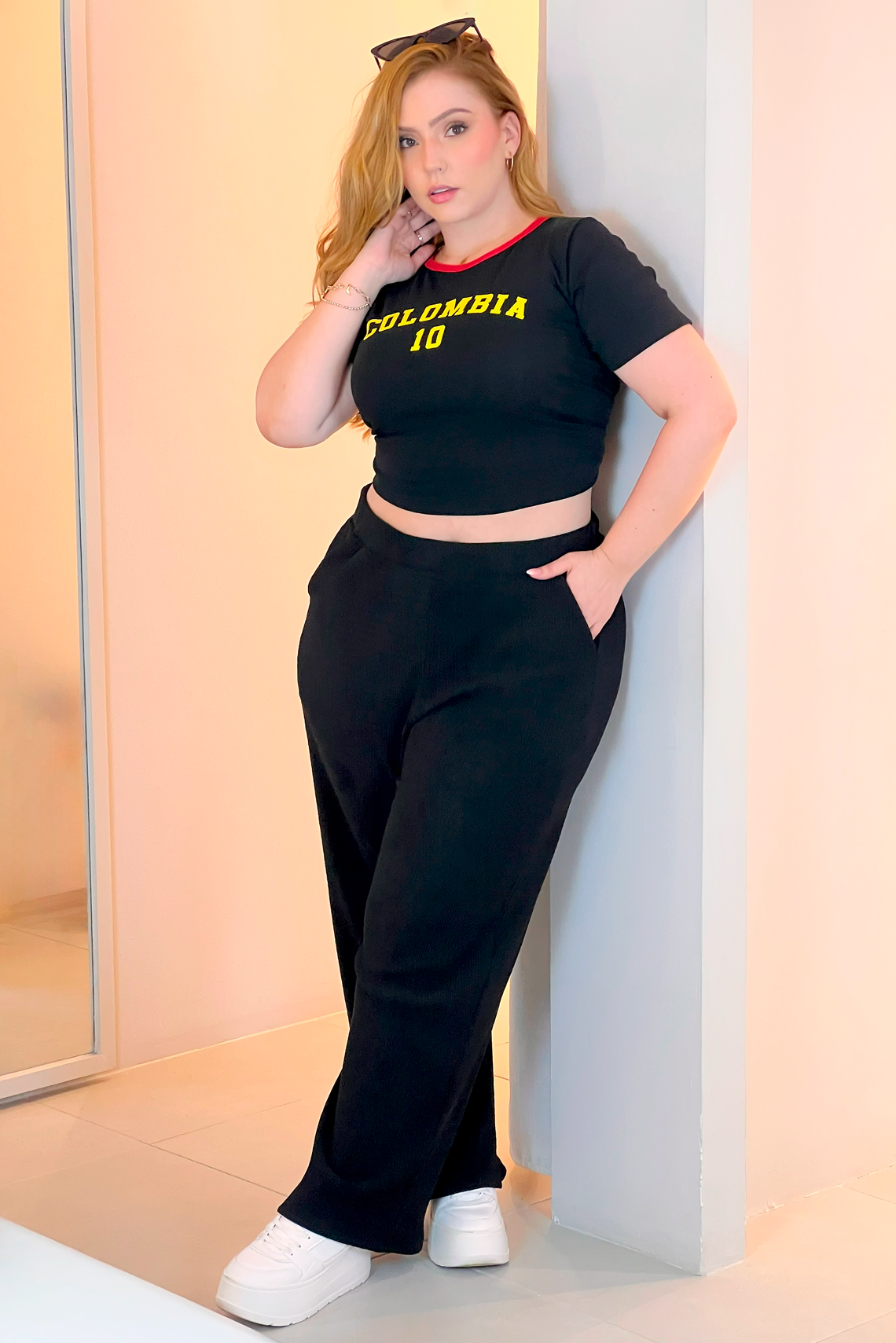 Camiseta en Rib Premium Colombia Negra