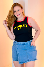 Top de Punto Acanalado Colombia Negro
