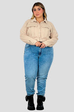 chaqueta corta con bolsillosCamel