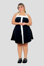 Vestido corto bicolor Negro
