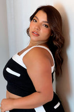 Set falda corta y top en tela tejida negro