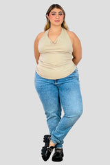 Blusa  con  amarre en espalda   Camel