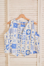 Chaleco tipo sastre estampado azulejos
