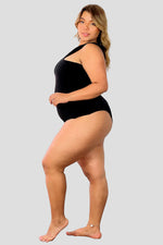 body con escote diagonal Negro