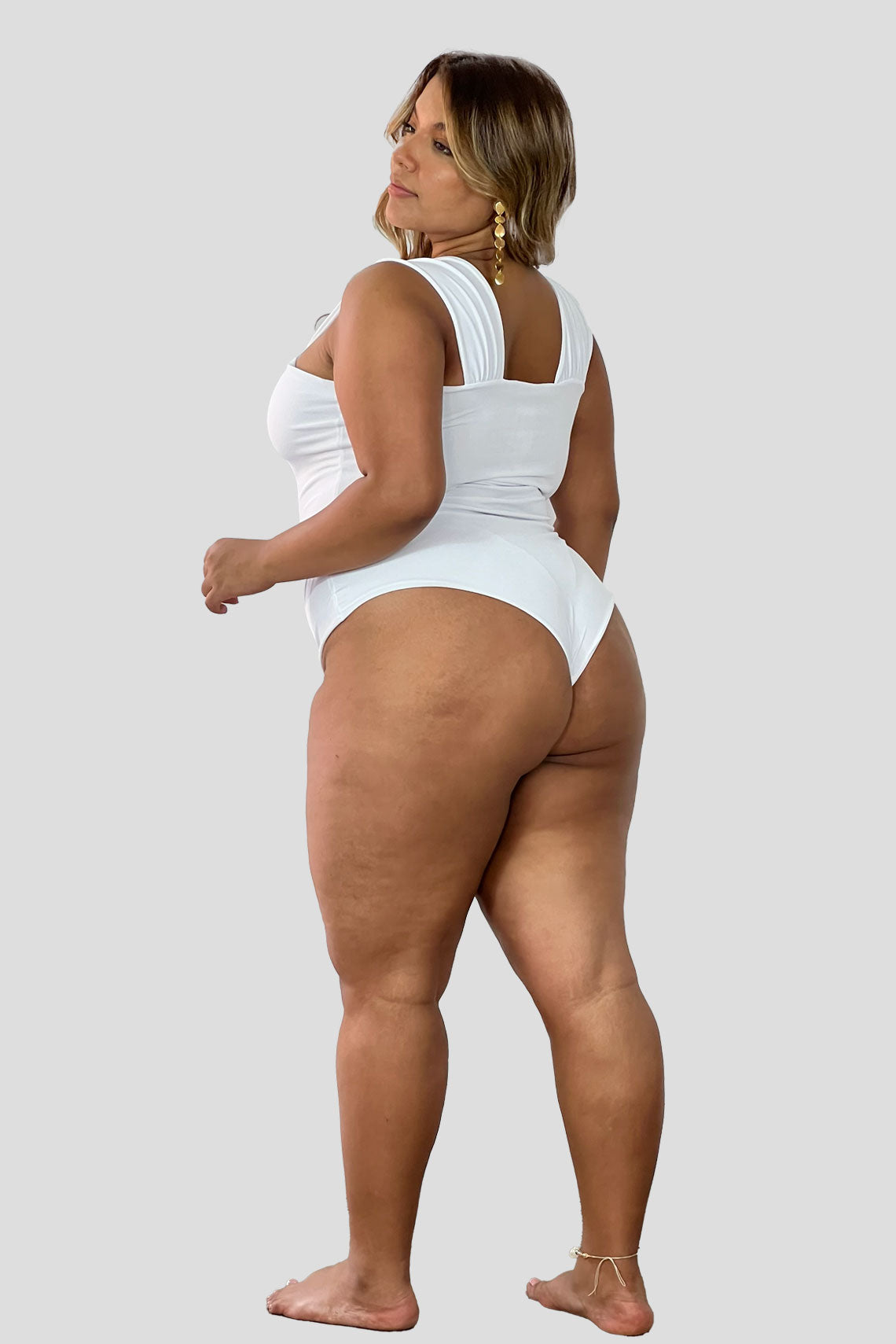 body con escote diagonal Blanco