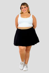 Falda corta plisada doble pretina  Negro