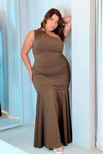 Vestidolargo elegante asimetricoCafé