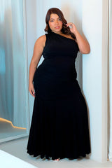 Vestido  largo elegante asimetrico  Negro