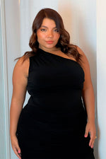 Vestidolargo elegante asimetricoNegro