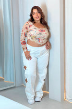 Pantalon con aberturas beige