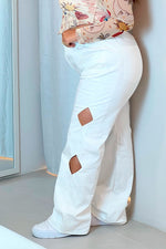 Pantalon con aberturas beige