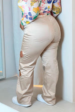 Pantalon con aberturas camel