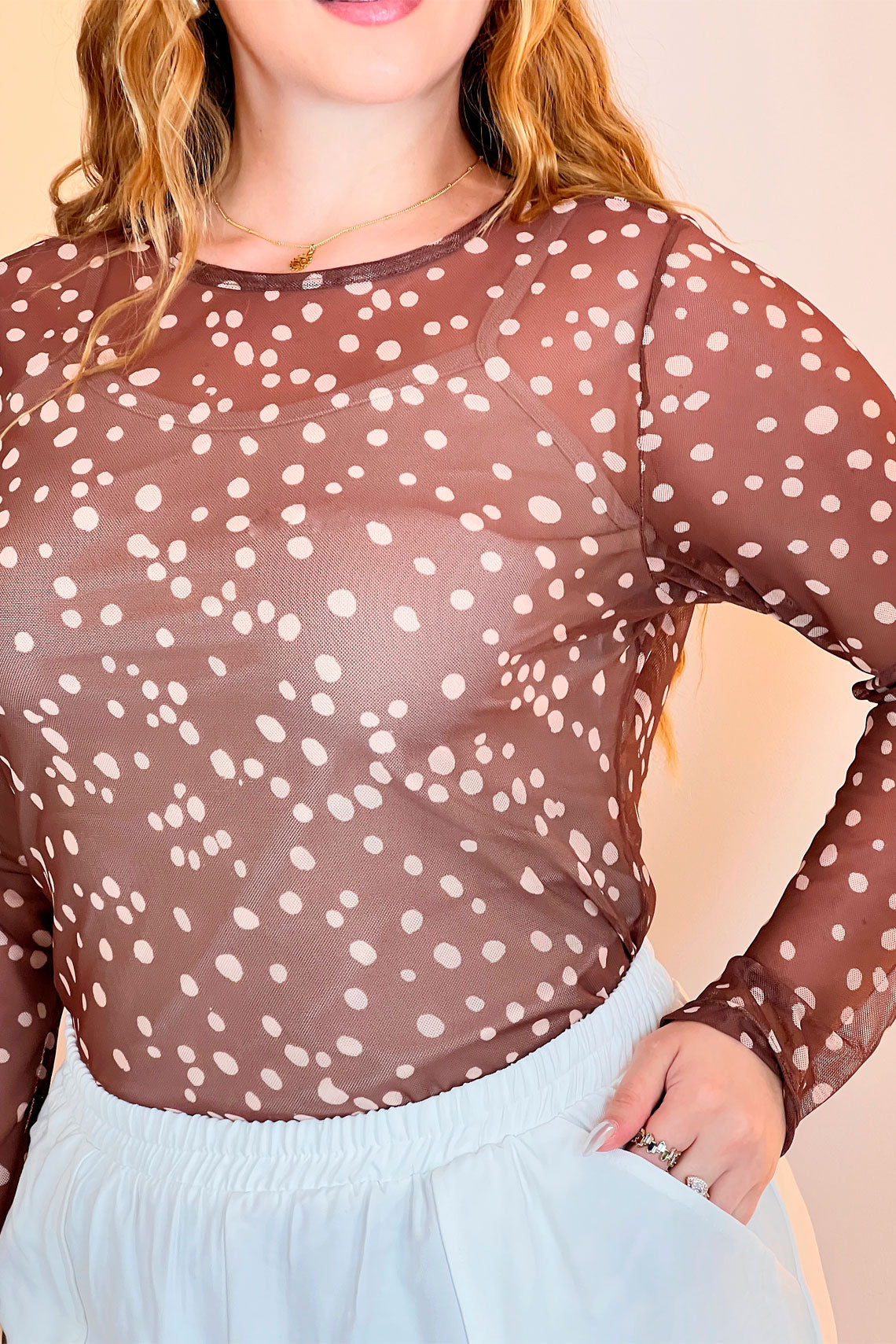 Buso mallatex bambi ajustado manga larga, vista de cuerpo completo - Womenal