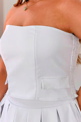 Set de Top Strapless y Falda plisada blanco