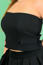 Set de Top Strapless y Falda plisada negro